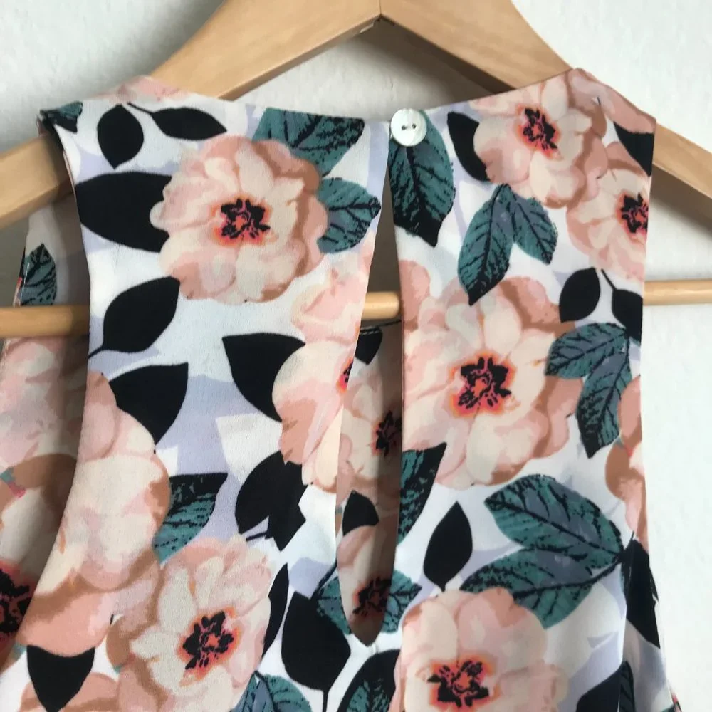 Show Me Your MUMU King Crop Top Peach Floral Cropped Layered Sleeveless Tank XS - Picture 7 of 7